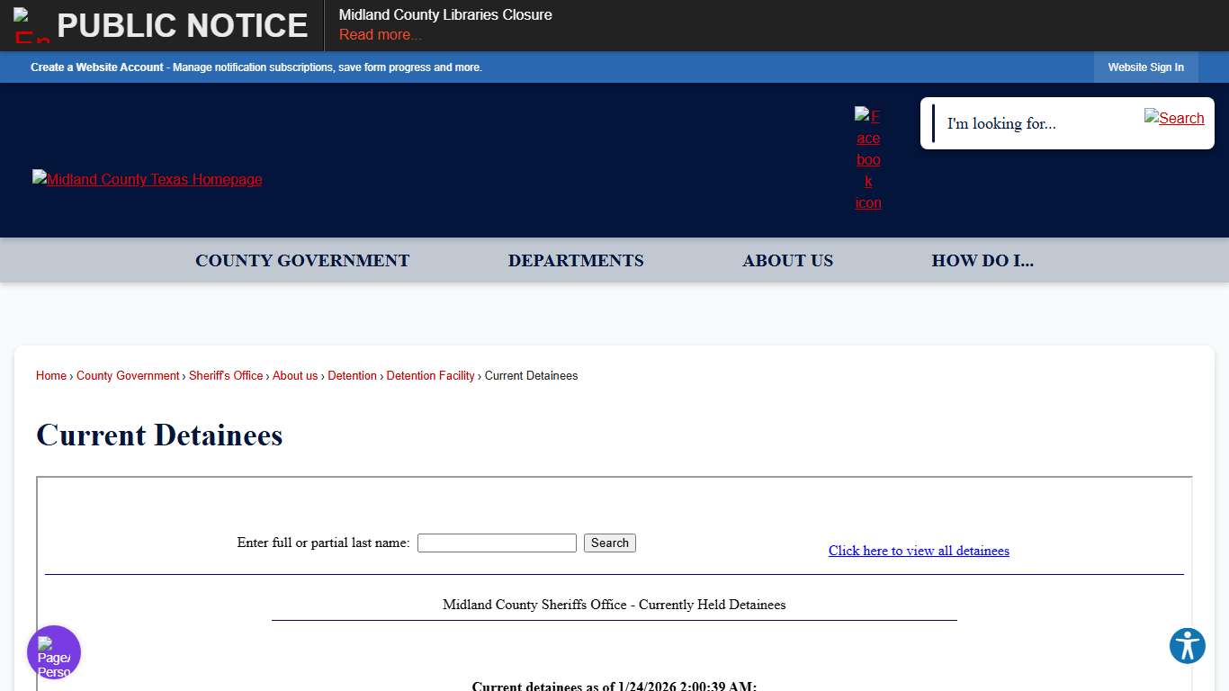 Current Detainees Midland County, TX